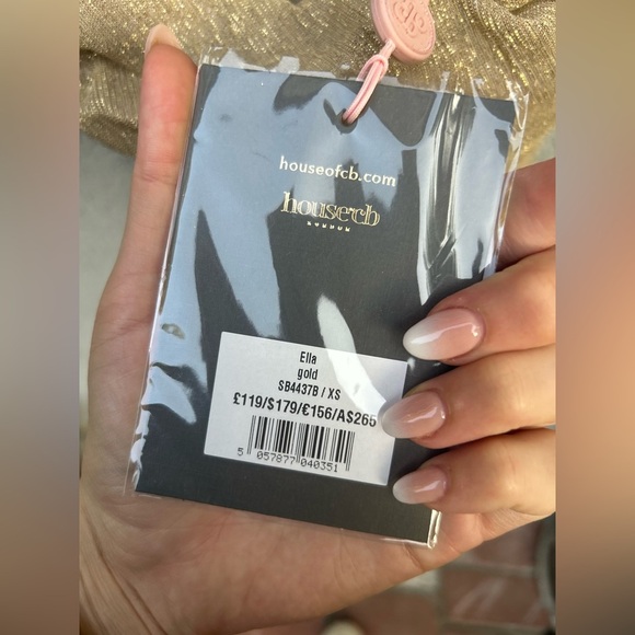 House of CB ELLA Metallic Gold Ruched Organza Mesh Mini Dress New With Tags! - Picture 10 of 14